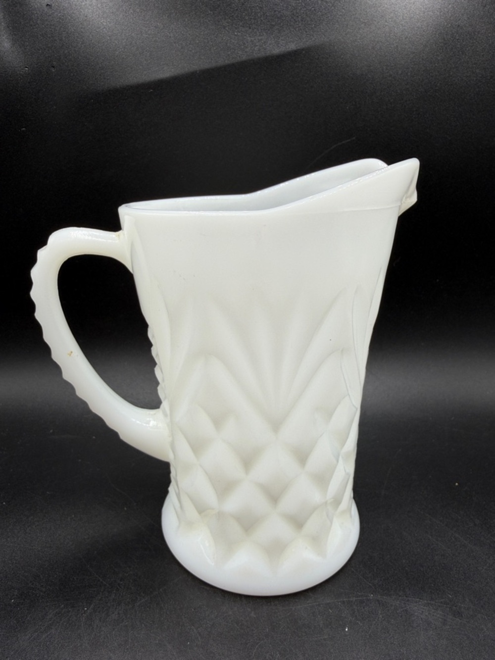 Fire King White Milk Glass Diamond Pattern Pitcher